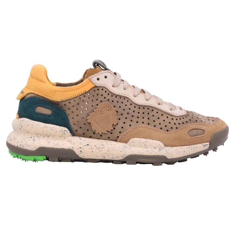 Satorisan Chacrona Laser Premium Loden Brown sneaker uomo in camoscio e pelle traforata