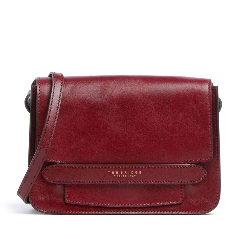 Borsa Donna a Tracolla Grande THE BRIDGE linea Lucrezia in Pelle Rosso Barolo