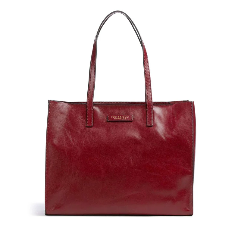 Borsa Donna Shopper THE BRIDGE linea Mirra in Pelle Rosso Barolo