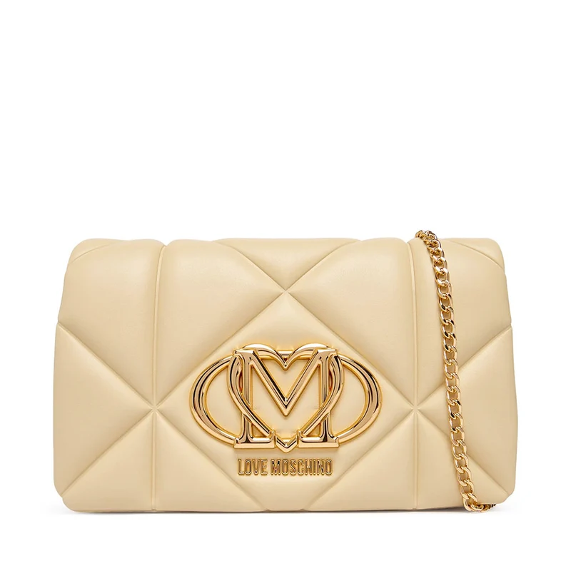 Clutch Trapuntata con Tracolla LOVE MOSCHINO linea Embossed color Burro