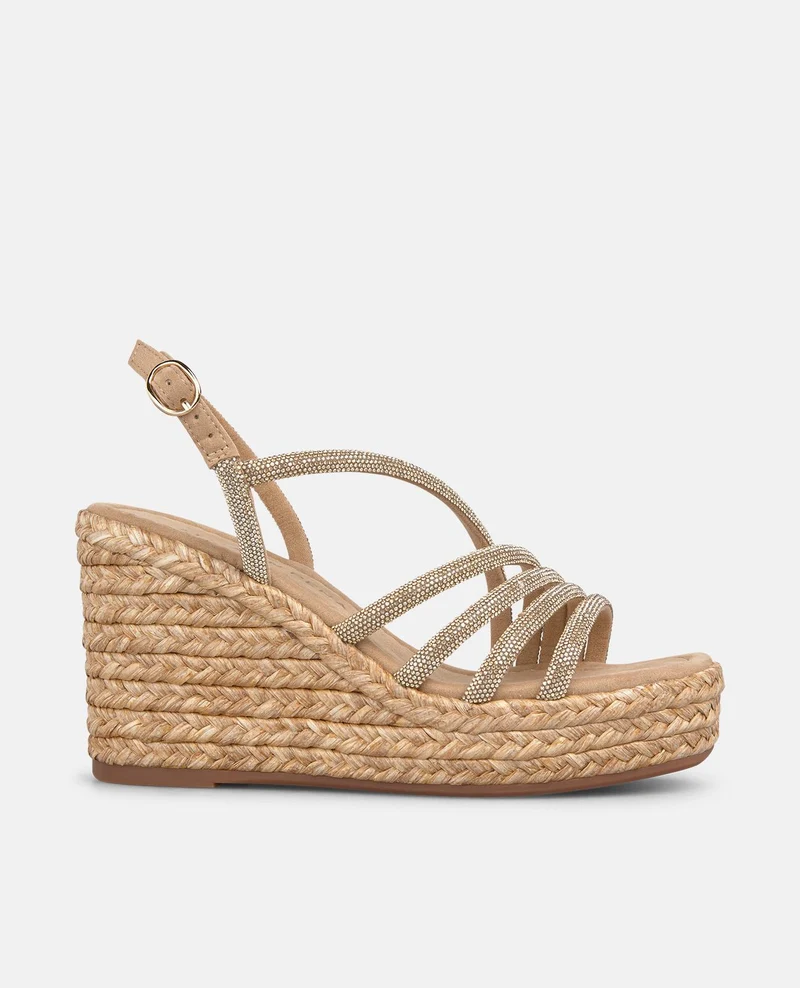 SANDALIA CUÑA ESPARTO CON CUATRO TIRAS TUBULARES