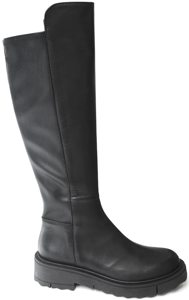 |STIVALE ELASTICIZZATO PELLE NERA|