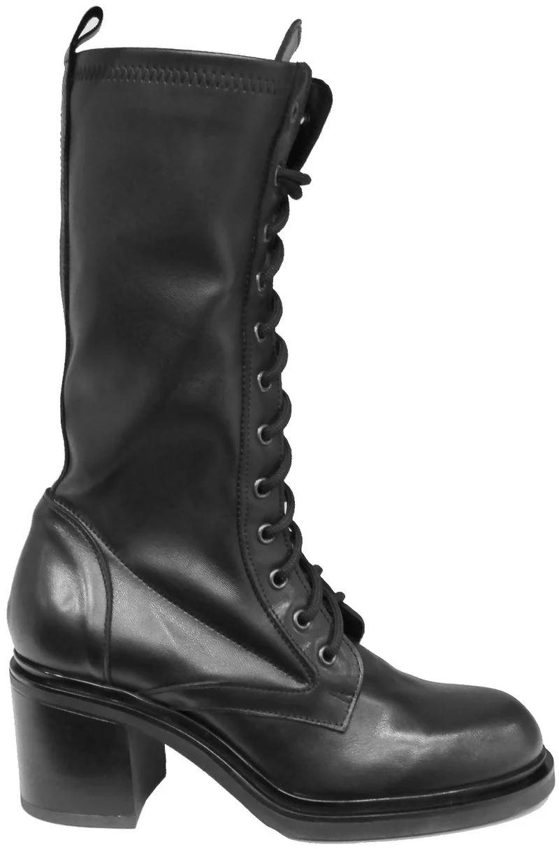 |ANFIBIO ELASTICIZZATO TACCO MEDIO PELLE NERA|