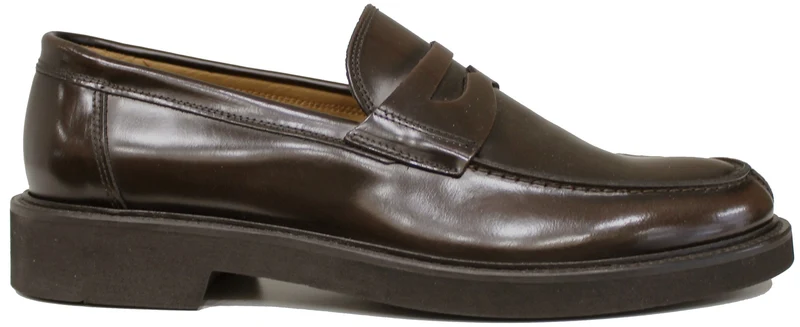 MOCASSINO UOMO BOCCA DI LEONE PELLE LUCIDA CIOCCOLATO