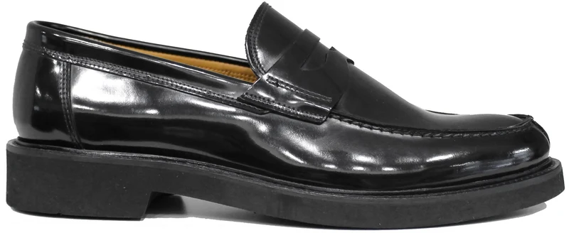 MOCASSINO UOMO BOCCA DI LEONE PELLE LUCIDA NERA