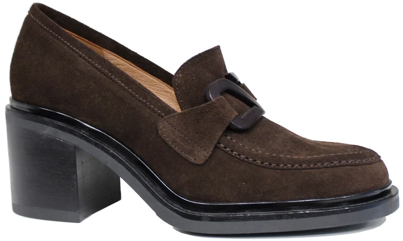 |MOCASSINO CON TACCO CAMOSCIO TESTA DI MORO|