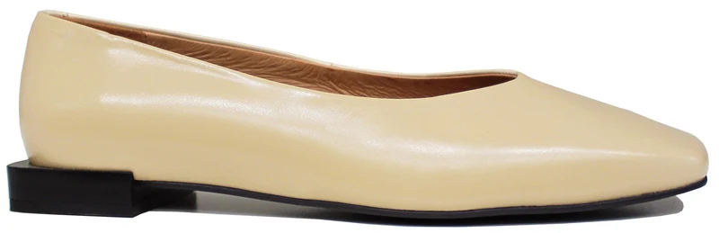 BALLERINA DONNA PUNTA QUADRATA PELLE CHAMPAGNE