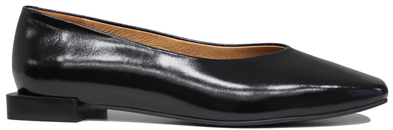 BALLERINA PUNTA QUADRATA PELLE NERA