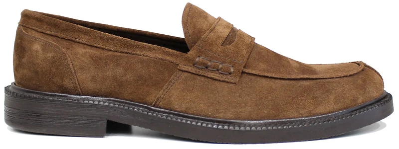 |MOCASSINO UOMO BOCCA DI LEONE CAMOSCIO MARRONE|