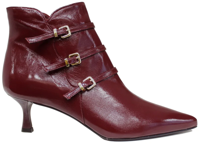 |TRONCHETTO 3 FIBBIE VERNICE BORDO'|