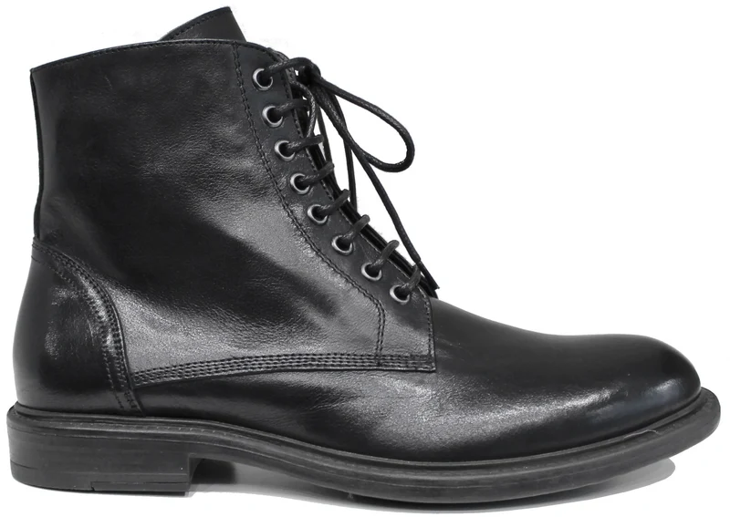 |STIVALETTO STRINGATO UOMO PELLE NERA|