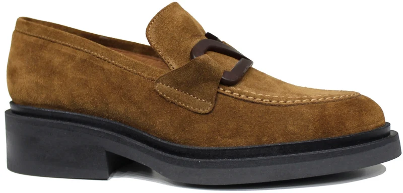 |MOCASSINO DONNA ACCESSORIATO CAMOSCIO MOGANO|