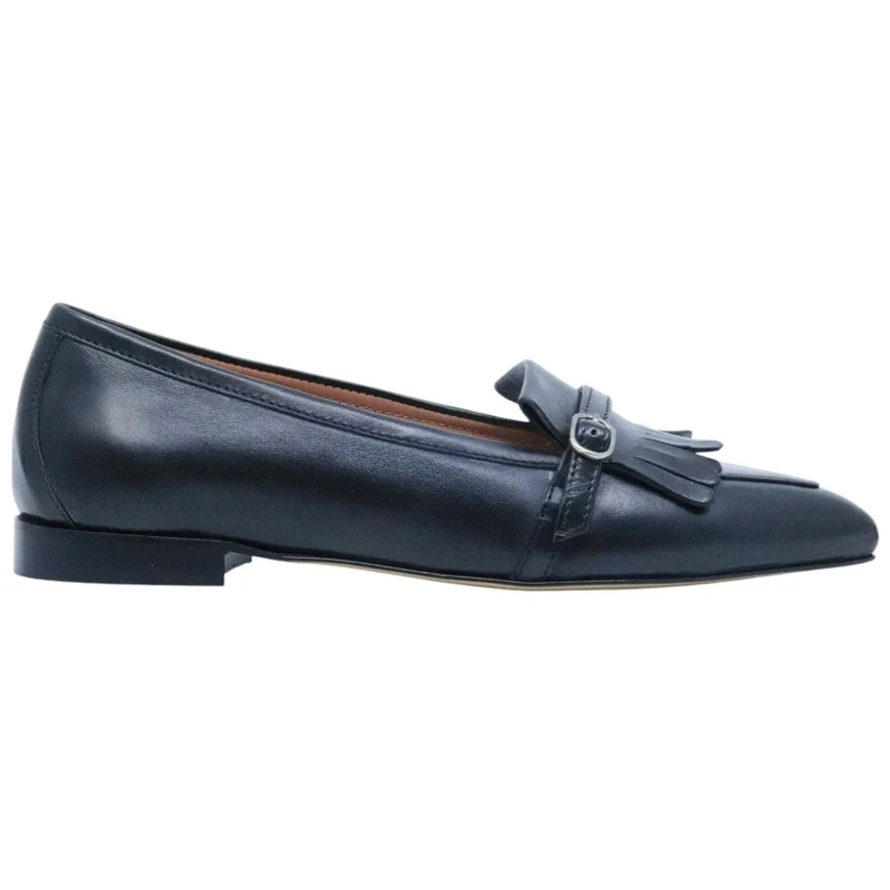 Mocassino donna Triver Flight 603 09 in pelle nera con frenge