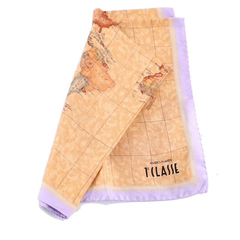 Foulard 70 x 70 cm 1A Classe Alviero Martini in Seta stampa Geo Classic e Lilla Chiaro 3270