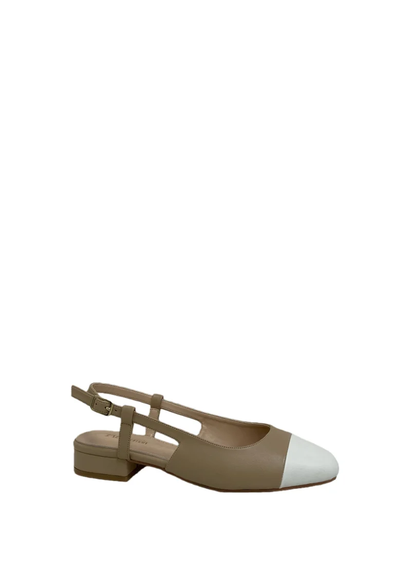 Décolleté slingback donna nere in PU con tacco medio