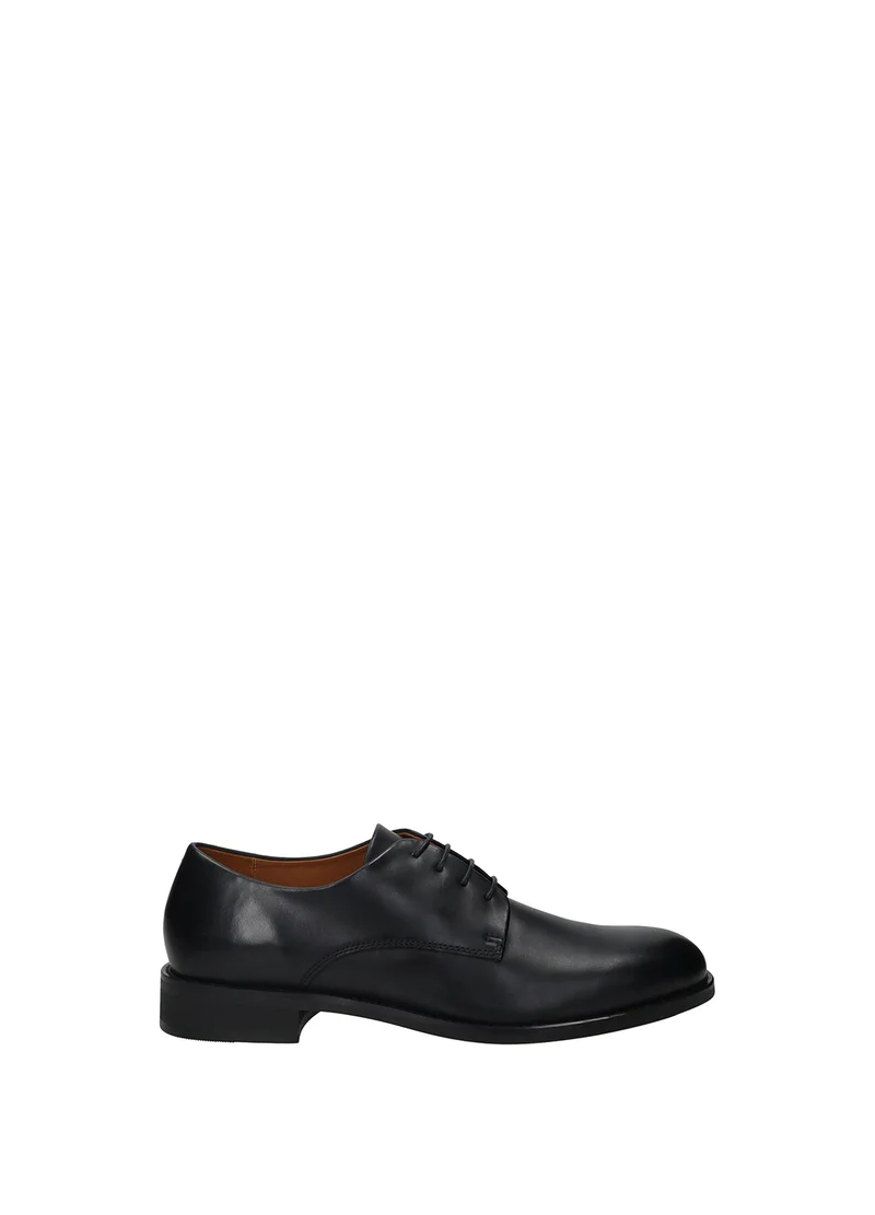 Derby Uomo in Pelle con Suola in Gomma - Black e Blu