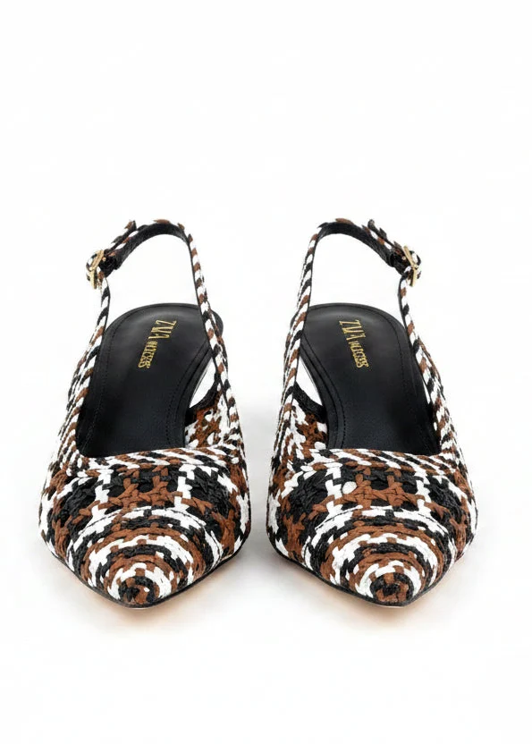 Décolleté slingback donna in PU con tacco medio