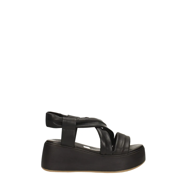 Zeppe platform total black in vera pelle. Tacco 5.5cm