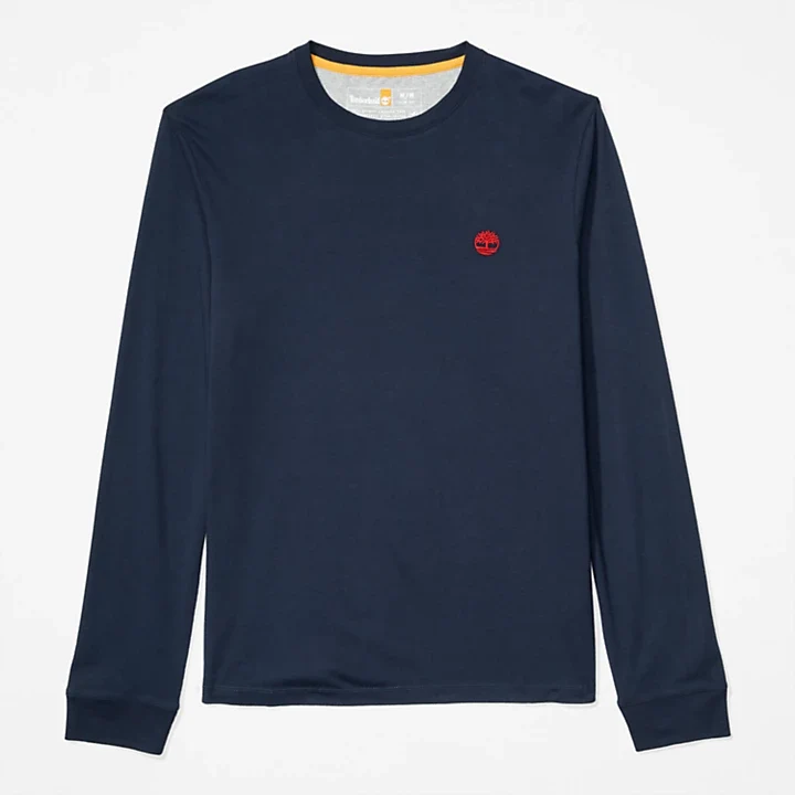 T-SHIRT GIROCOLLO A MANICHE LUNGHE DUNSTAN RIVER DA UOMO IN BLU MARINO