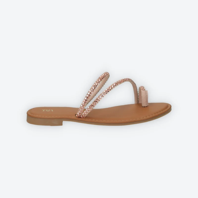 Sandali flat con listini in strass