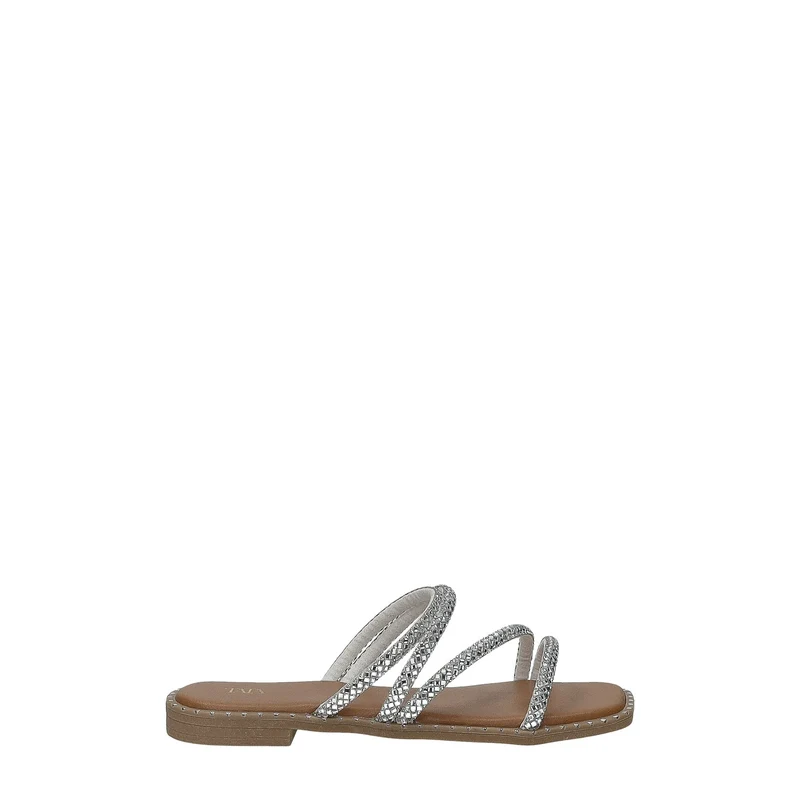 Sandali flat con listini tempestati di strass