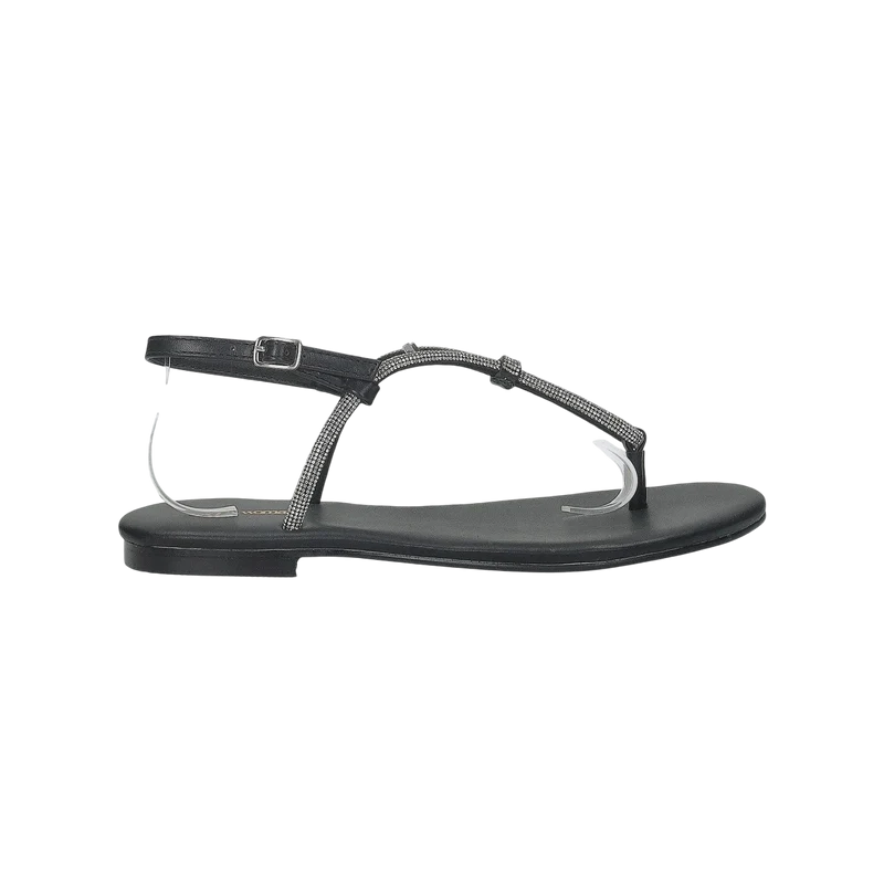 Sandali flat con dettaglio listini in strass.