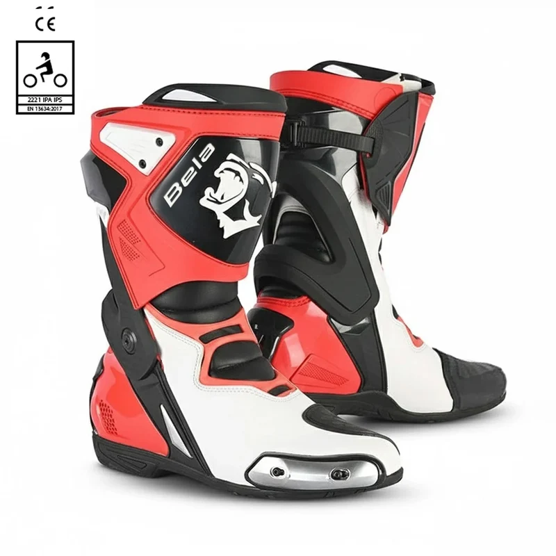 BELA RACE PRO STIVALI DI MOTO NERO BLANCO ROSSO