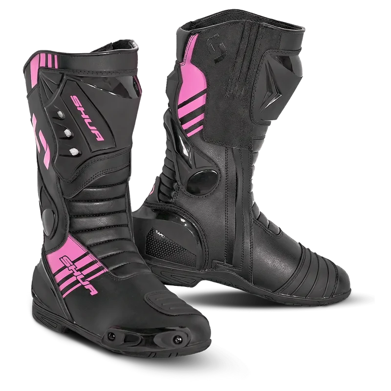 SHUA SUPER TECH STIVALI DI MOTO CORSA DONNA NERO ROSA