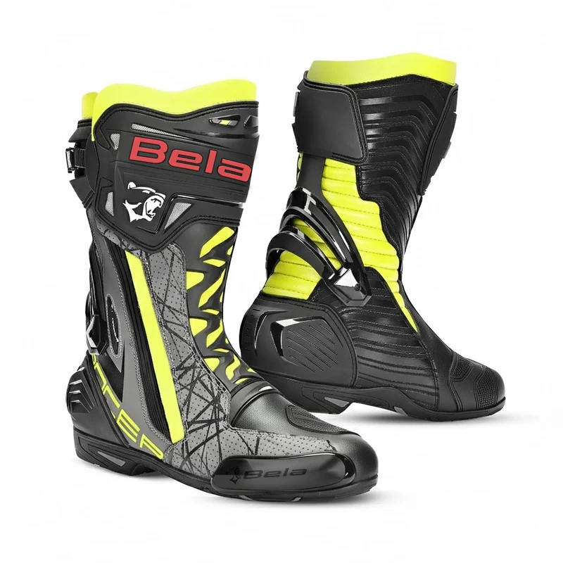 BELA AIR RIDER RACING STIVALI DI MOTO NERO GIALLO