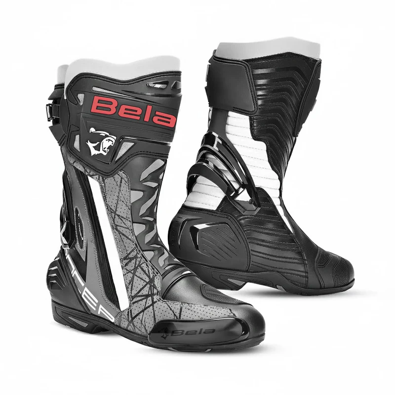 BELA AIR RIDER RACING STIVALI DI MOTO NERO GRIGIO