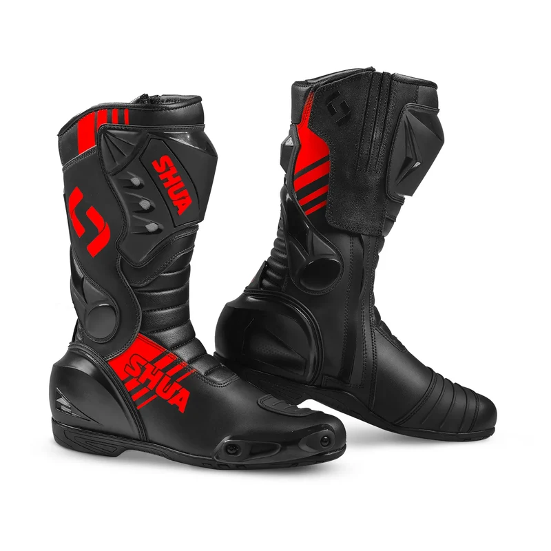SHUA SUPER TECH STIVALI DI MOTO CORSA UOMO NERO ROSSO