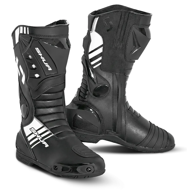 SHUA SUPER TECH CORSA STIVALI DI MOTO UOMO NERO BIANCO