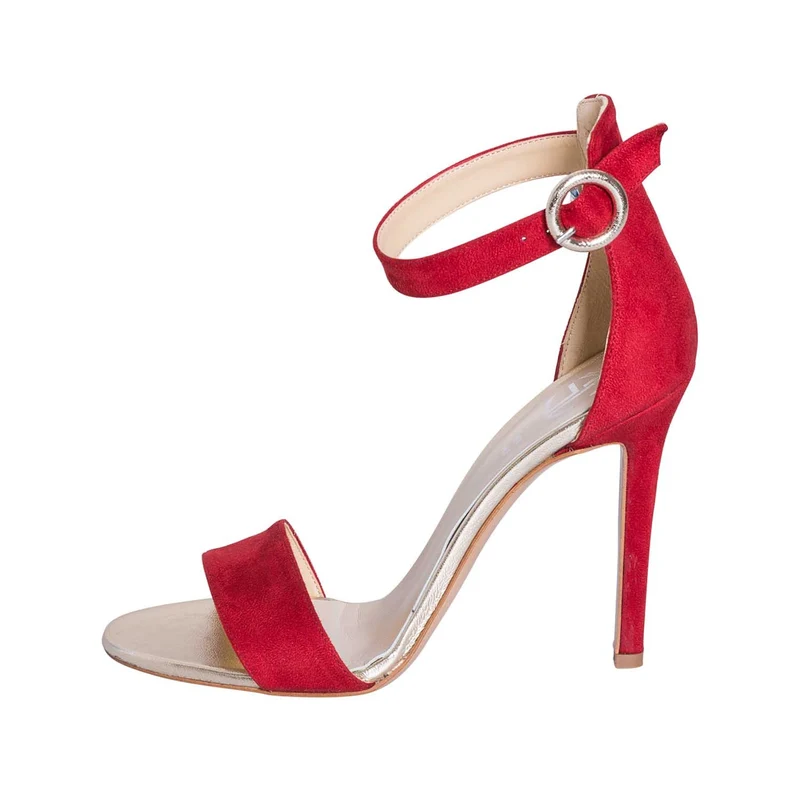 Sandali con tacco a spillo rosso e oro made in italy