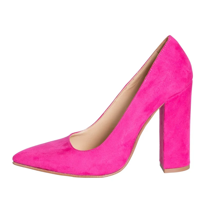 Decoltè donna con tacco largo camoscio fuxia