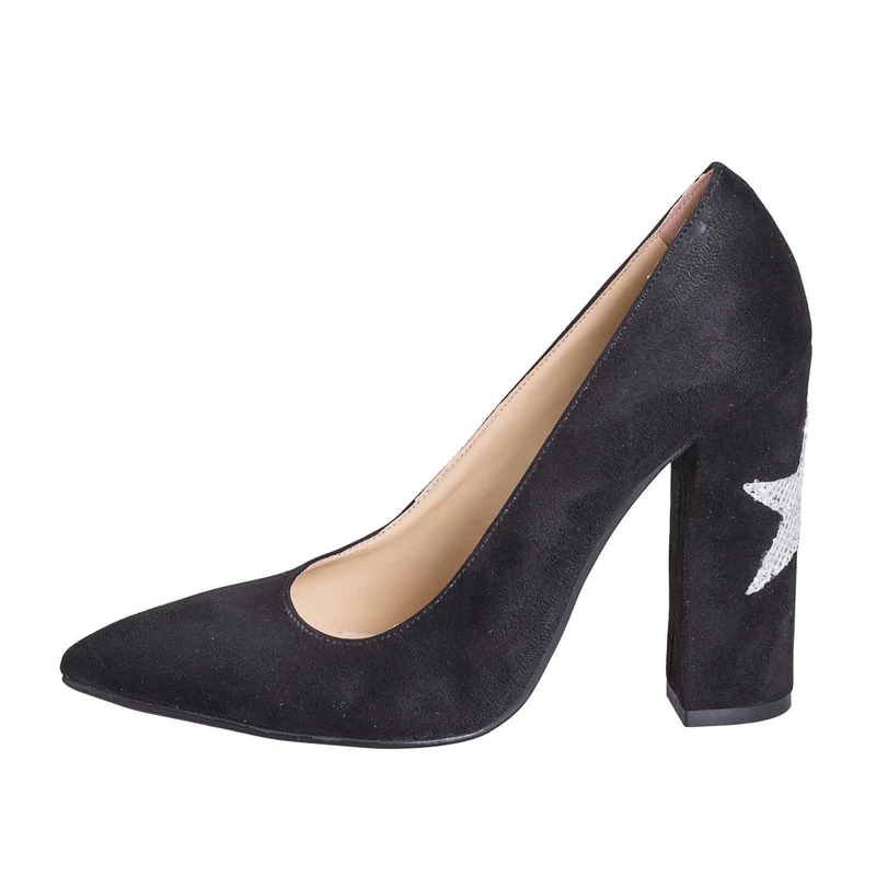 Decoltè donna con tacco largo camoscio nero