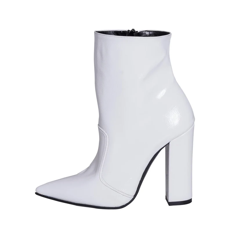 Stivaletti donna con tacco bianco lucido