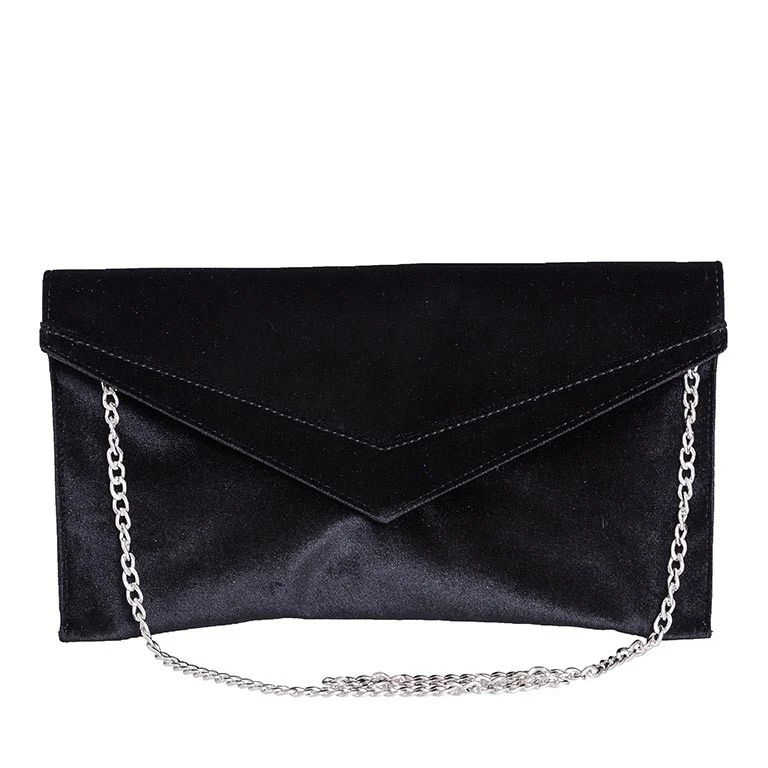 POCHETTE IN VELLUTO NERO CON CATENA