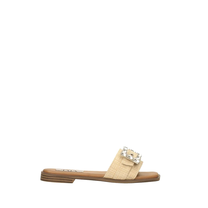 Sandali flat con dettaglio fibbia con strass