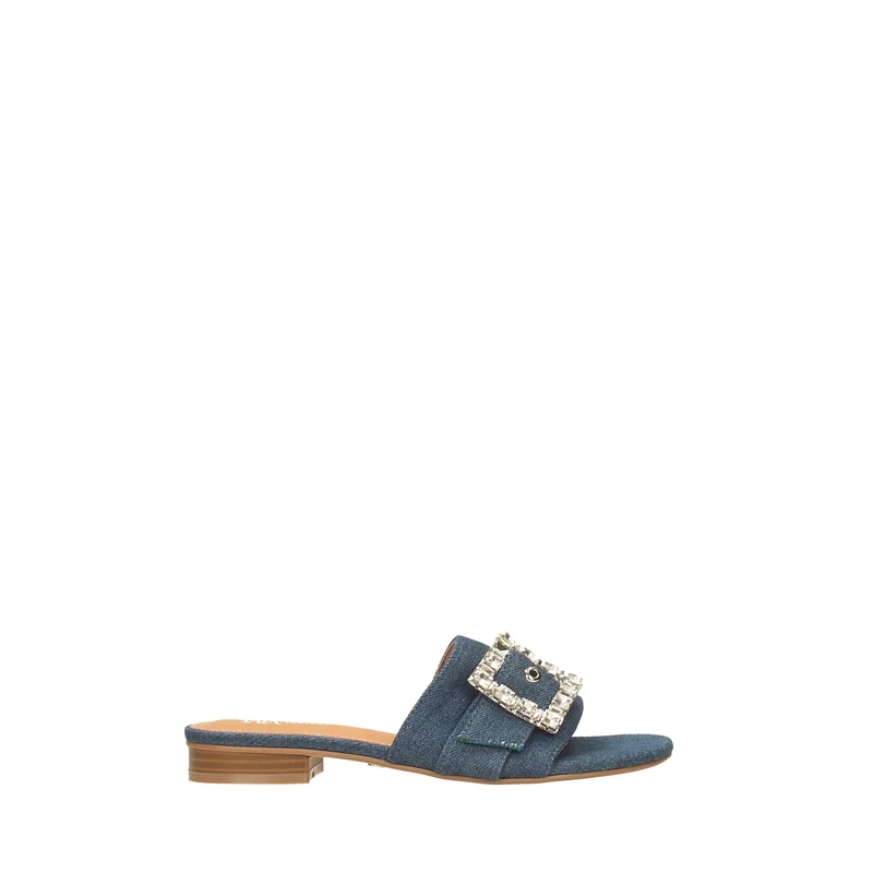 Ciabatte flat con fibbia in strass