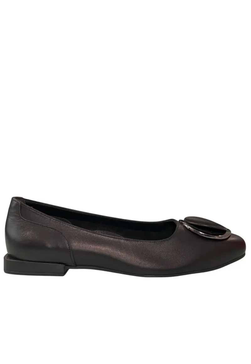Ballerina in ecopelle con accessorio sul davanti tacco 3cm