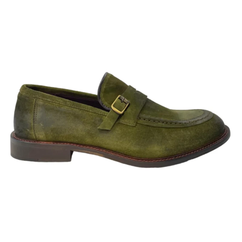 Mocassino 6602 camoscio crust mono fibbia
