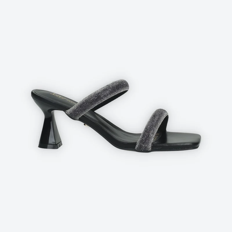 Sandali con due fasce e strass. Tacco alto 7cm