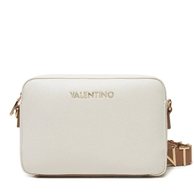 Borsa Donna a Spalla e Tracolla VALENTINO BAGS linea Alexia Colore Bianco - Cuoio Chiusa con Zip