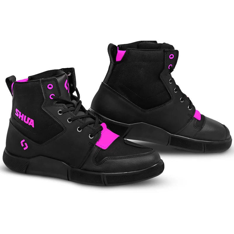 SHUA ODDIN URBANI STIVALI DI MOTO DONNA NERO ROSA