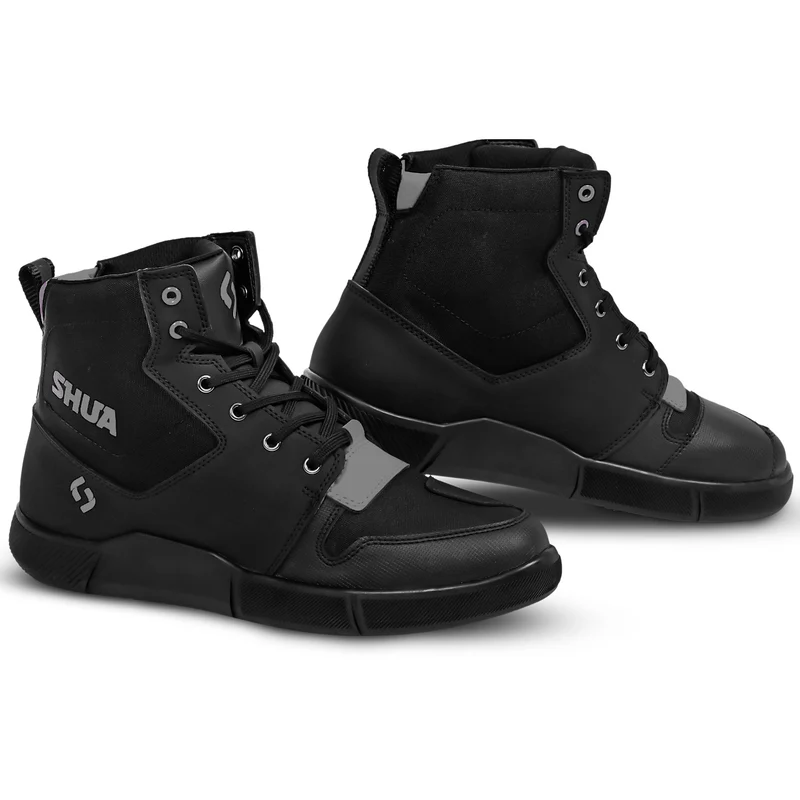SHUA ODDIN URBANI STIVALI DI MOTO UOMO NERO GRIGIO