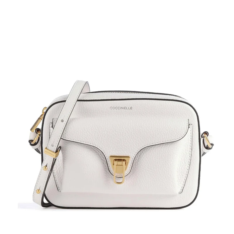 Borsa Donna a Tracolla COCCINELLE in Pelle Brillant White linea Beat Soft Misura Small