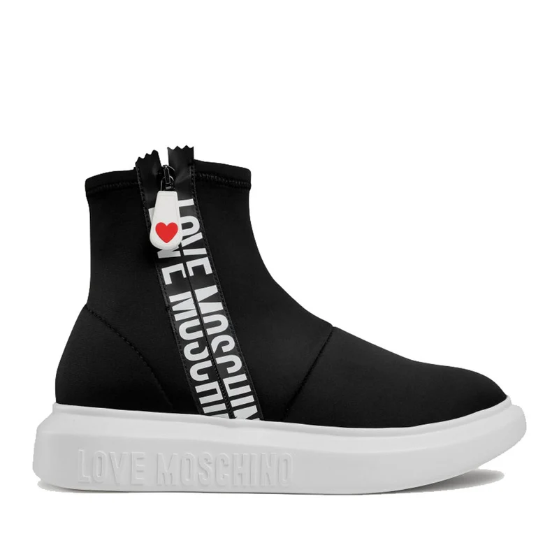 Scarpe Donna LOVE MOSCHINO Sneakers a Calzino in Neoprene Nero linea Zipper