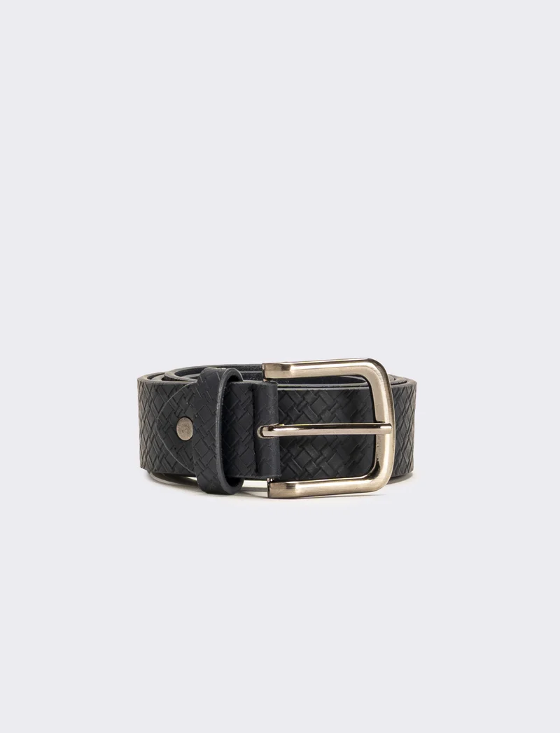Cintura uomo stampa intrecciata h 3,5 cm - Blu