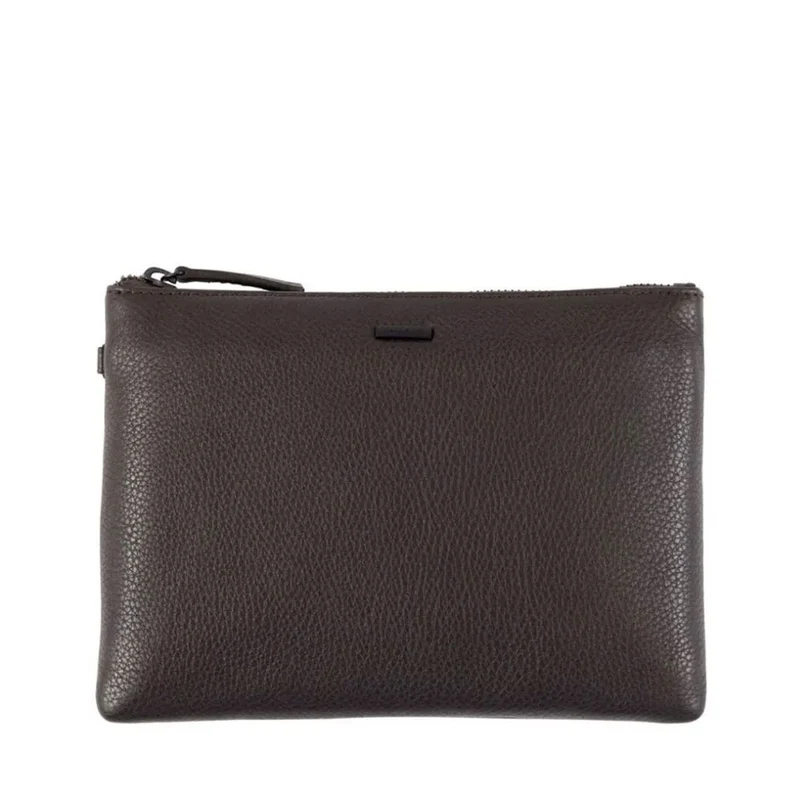 Pochette Unisex GIANNI CONTI linea Lillie in Pelle Martellata Marrone Scuro