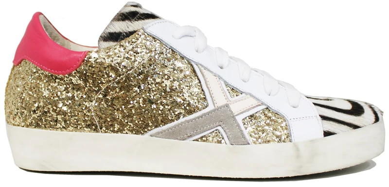 |SNEAKER DONNA X CAVALLINO ZEBRATO GLITTER ORO|